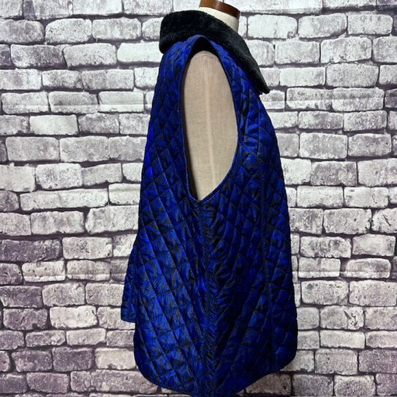 Onque Woman Blue & Black Quilted Vest Size 3X - Picture 8 of 9